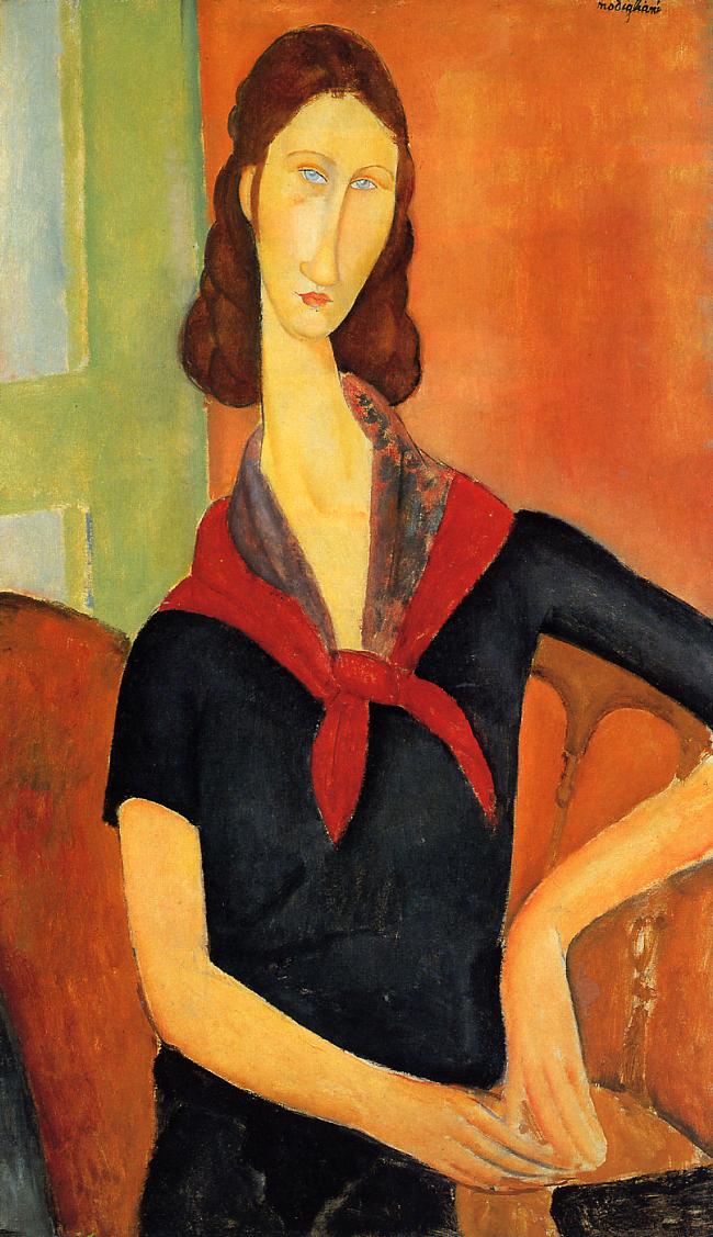 Jeanne Hebuterne in a Scarf - Amedeo Modigliani Paintings